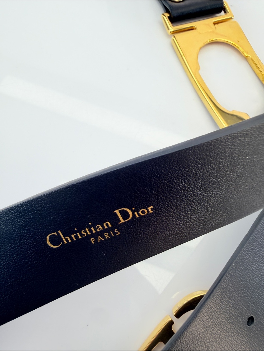 BLACK CHRISTIAN DIOR LEATHER LOGO BELT - Picture 12 of 13